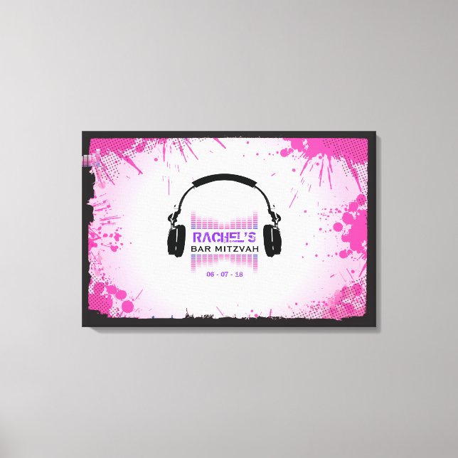 Toile HEADPHONES Bat Bar Mitzvah Panneau d'ouverture de  (Recto)