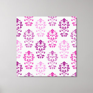 Toile Heart Damask Art Ib Rose Plums Blanc