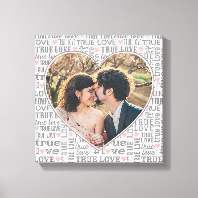 Toile Heart Shaped Photo True Love Valentines or Wedding (Recto)