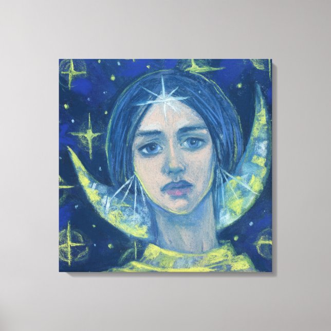 Toile Hécate, Déesse de la Lune, peinture pastel, imagin (Recto)
