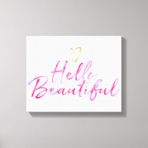 Toile Hello Beautiful avec Gold Heart