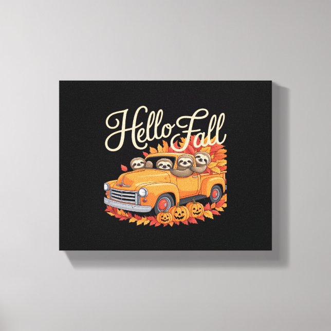 Toile Hello Fall Funny Sloth Halloween pumkin Classic T- (Recto)