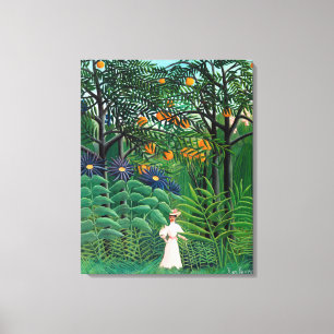 Toile Henri Rousseau - Une femme marche dans une forêt e