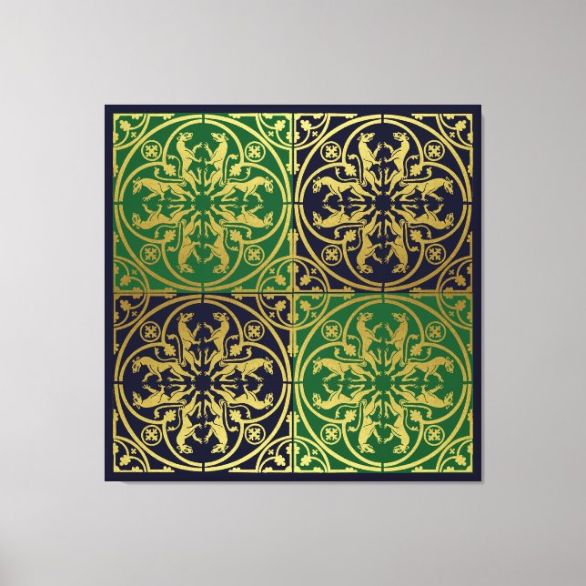 Toile Herald de la Renaissance médiévale Lion Leopard Me (Recto)