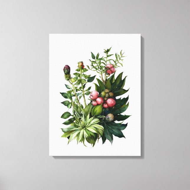 Toile Herbes sauvages et fleurs aquarelle art (Recto)