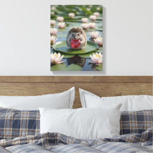 Toile Hérisson mignon de juillet avec cœur de rubis