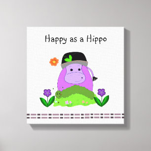 Toile Heureux comme un Hippopotame