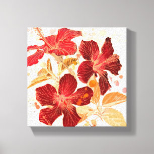 Toile Hibiscus flower - watercolor paint