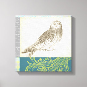 Toile Hibou gris sur l'arrière - plan de motif