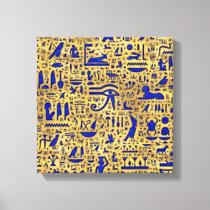 Toile Hiéroglyphe égyptien Lapis Lazuli et Gold