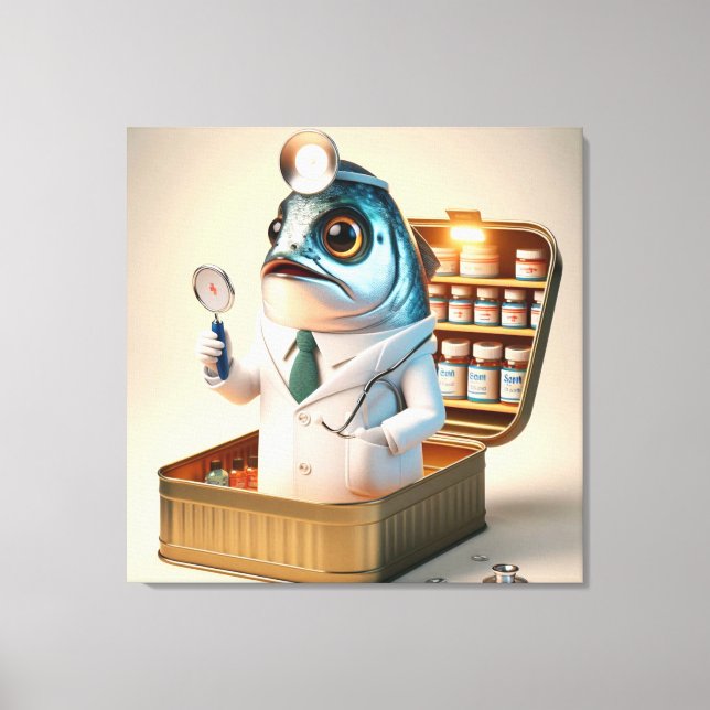 Toile  Hilarious Sardine Doctor Fish-ician Funny Quote (Recto)