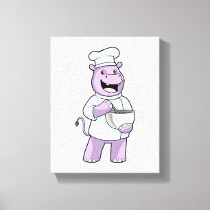 Toile Hippo comme chef avec bol