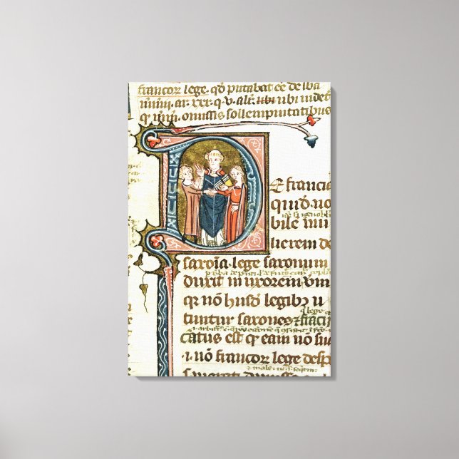 Toile Historié 'D' initial représentant un prêtre (Recto)