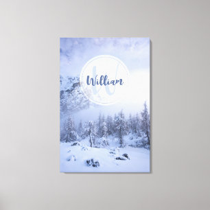 Toile Hiver merveilleux brouillard épinette forêt neige 