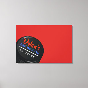 Toile HOCKEY PUCK Bar Bat mitzvah Connexion Carte mémoir