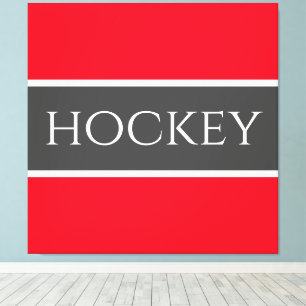 Toile HOCKEY Sporty Bright Red White Dark Grey Stripes