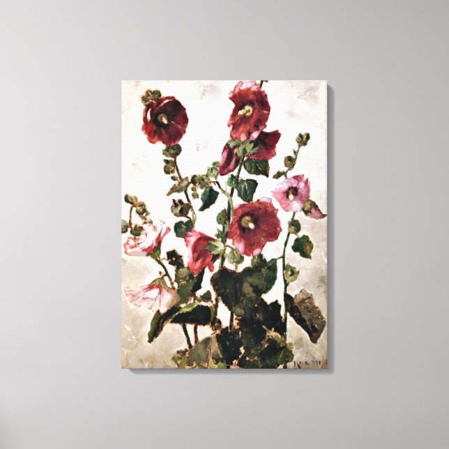Toile Hollyhocks - Peinture Max Weyl (Recto)