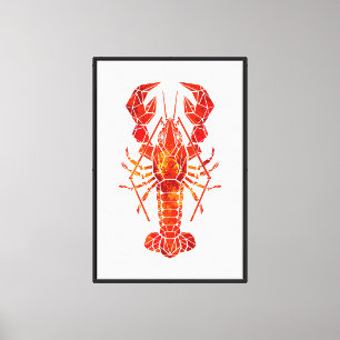 Toile Homard polygonal rouge