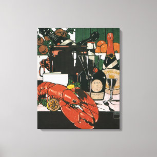 Toile Homard vintage Champagne ; Partie élégante de