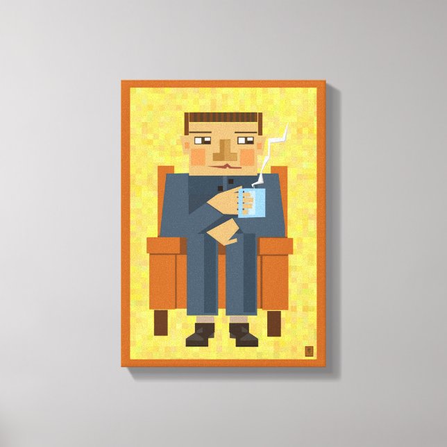 Toile Homme avec café - poster art moderne (Recto)