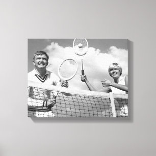 Toile Homme et femme jouant au tennis