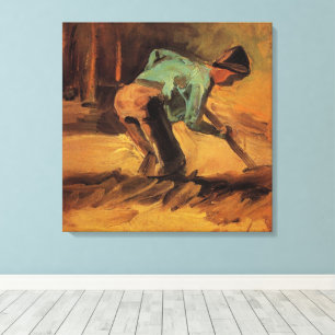 Toile Homme penché avec bâton, bêche de Vincent van Gogh