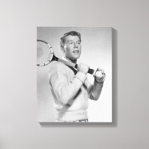 Toile Homme tenant la raquette de tennis
