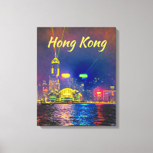 Toile Hong Kong nuit lumière ville skyline Voyage modern