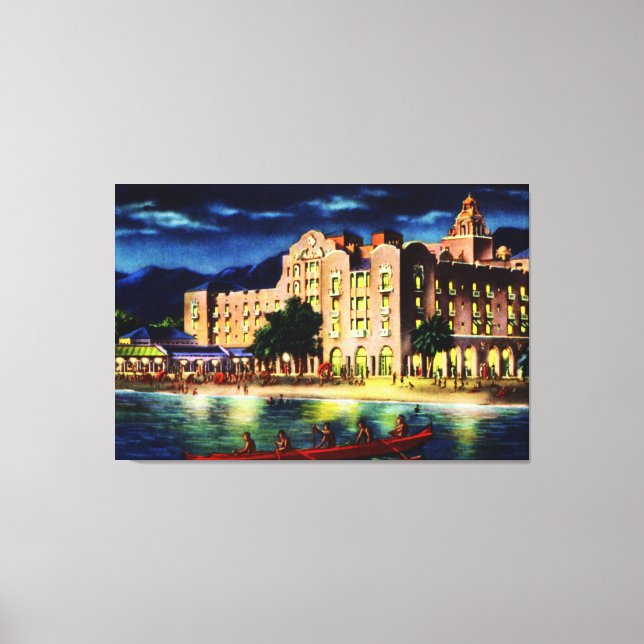 Toile Honolulu Hawaii Royal Hawaiian Hotel at Night (Recto)