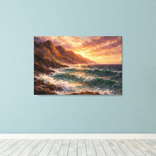 Toile Horizon côtier - Océan et pics 8K haute résolution