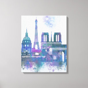 Toile Horizon de Paris - bleu d'aquarelle