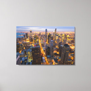 Toile Horizon du centre de Chicago au crépuscule