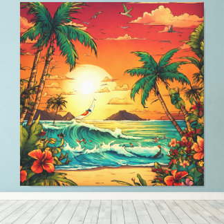 Toile Horizon Encre tropicale