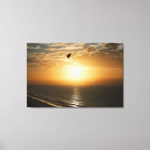 Toile Horizon Océan Front Sunrise Vue Oiseau Silhouette