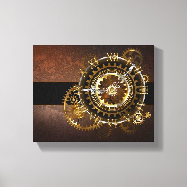 Toile Horloge Steampunk avec des engrenages anciens (Recto)