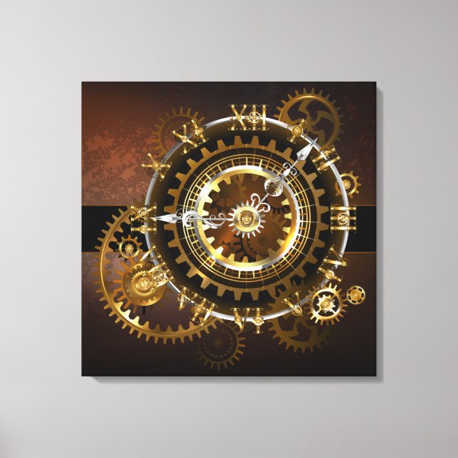 Toile Horloge Steampunk avec des engrenages anciens (Recto)
