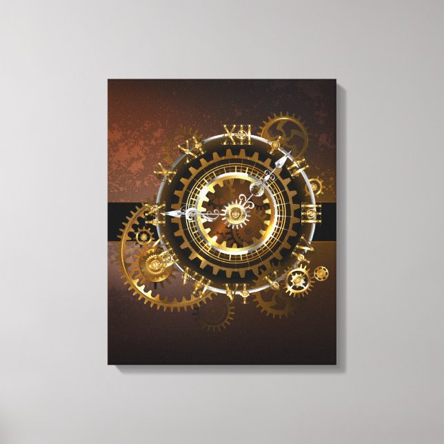 Toile Horloge Steampunk avec des engrenages anciens (Recto)