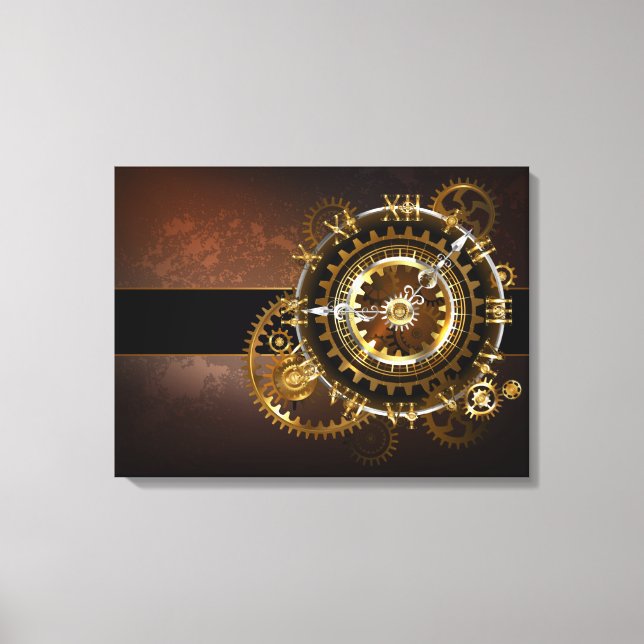 Toile Horloge Steampunk avec des engrenages anciens (Recto)
