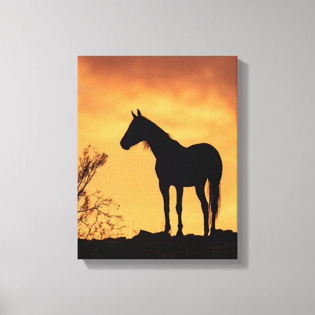 Toile Horse Silhouette Fiery Sunset Sky Art (Recto)