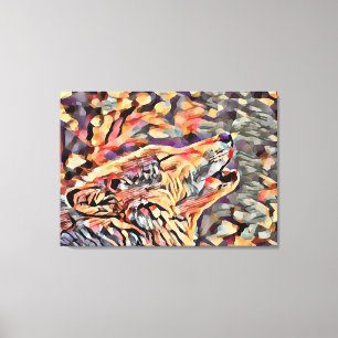 Toile Howling Grey Wolf Abstrait Animal Wildlife Art
