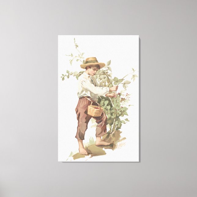 Toile Huckleberry Finn Picking Berries Lithograph (Recto)