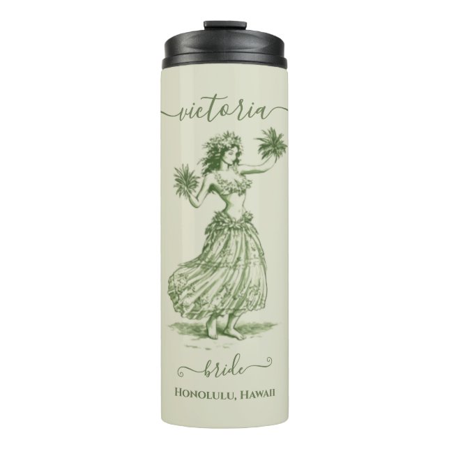 Toile Hula Girl Hawaiian Island Wedding Party Thermosbecher (Vorderseite)
