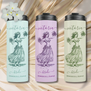 Toile Hula Girl Hawaiian Island Wedding Party Thermosbecher