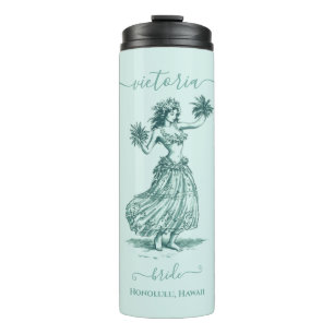 Toile Hula Girl Hawaiian Island Wedding Party Thermosbecher