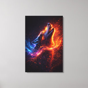 Toile Hurlement Électrique – Loup de Feu et de Glace Imp