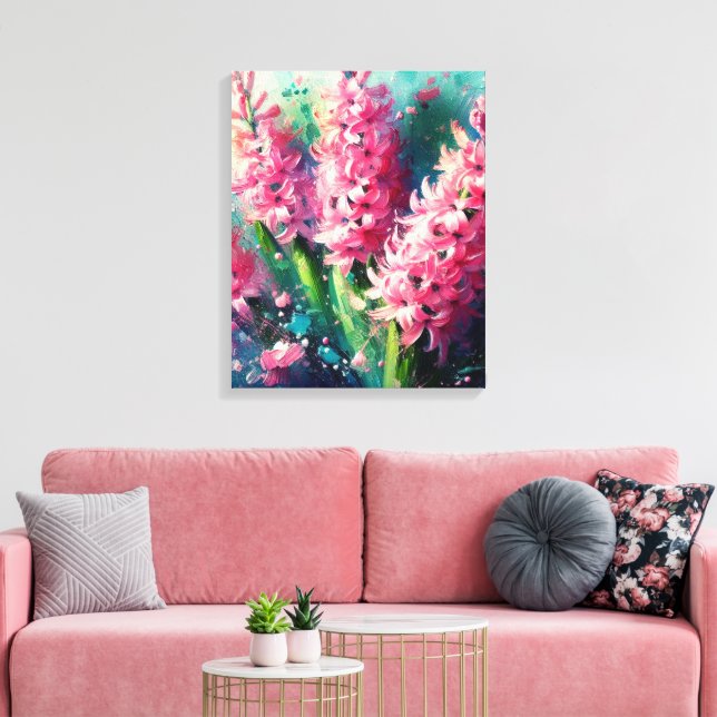 Toile Hyacinthes roses Floral Impressionniste Peinture (Insitu(Salon))