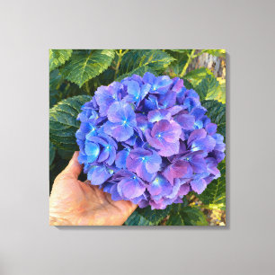 Toile Hydrangea Bleu Tenu à la Main Impressionniste de J