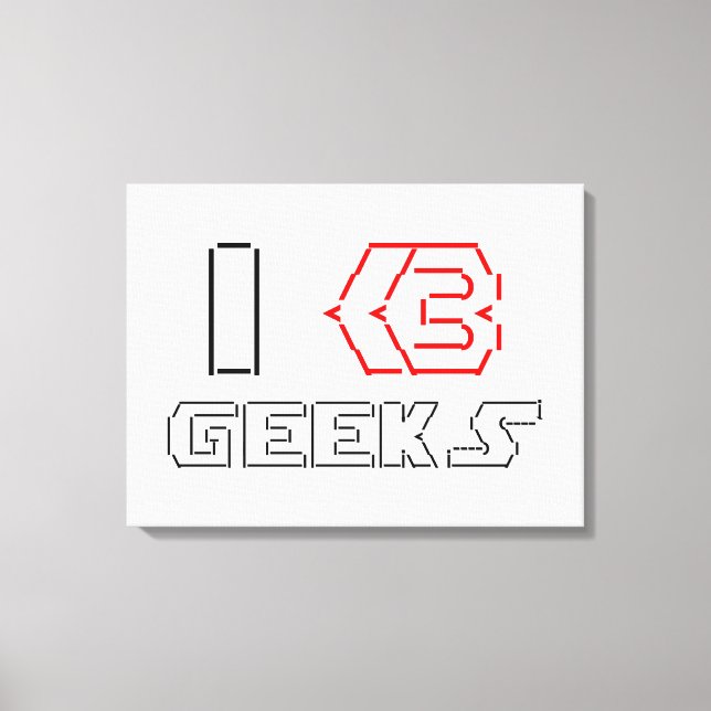 Toile I Heart Geek ASCII ART (Recto)