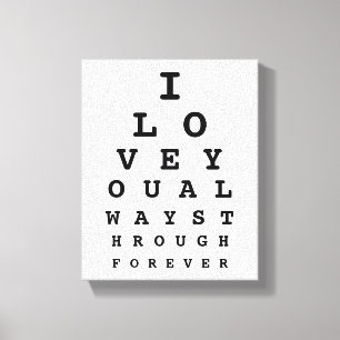 Toile I Love You Eye Chart Canvas