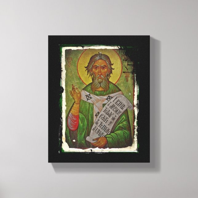 Toile Icône Saint Patrick sur Vert (Recto)